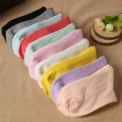 Solid color cotton socks female middle waist cotton socks