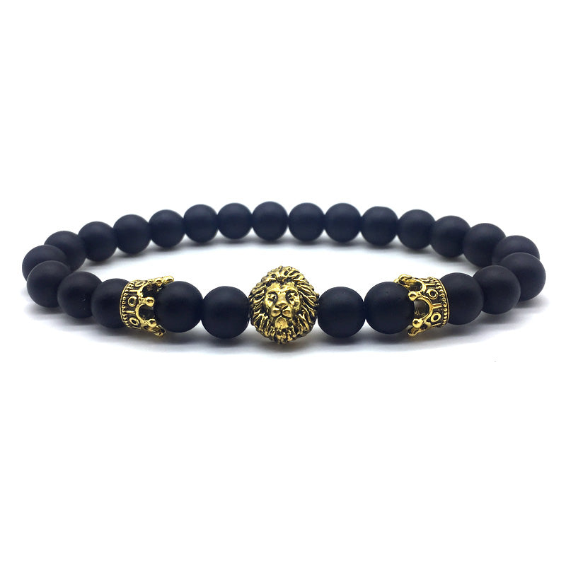 2022 New Trendy Lion Head Bracelet Men Handmade Temperament Lava Stone Bead Bracelet For Men Jewelry Gift