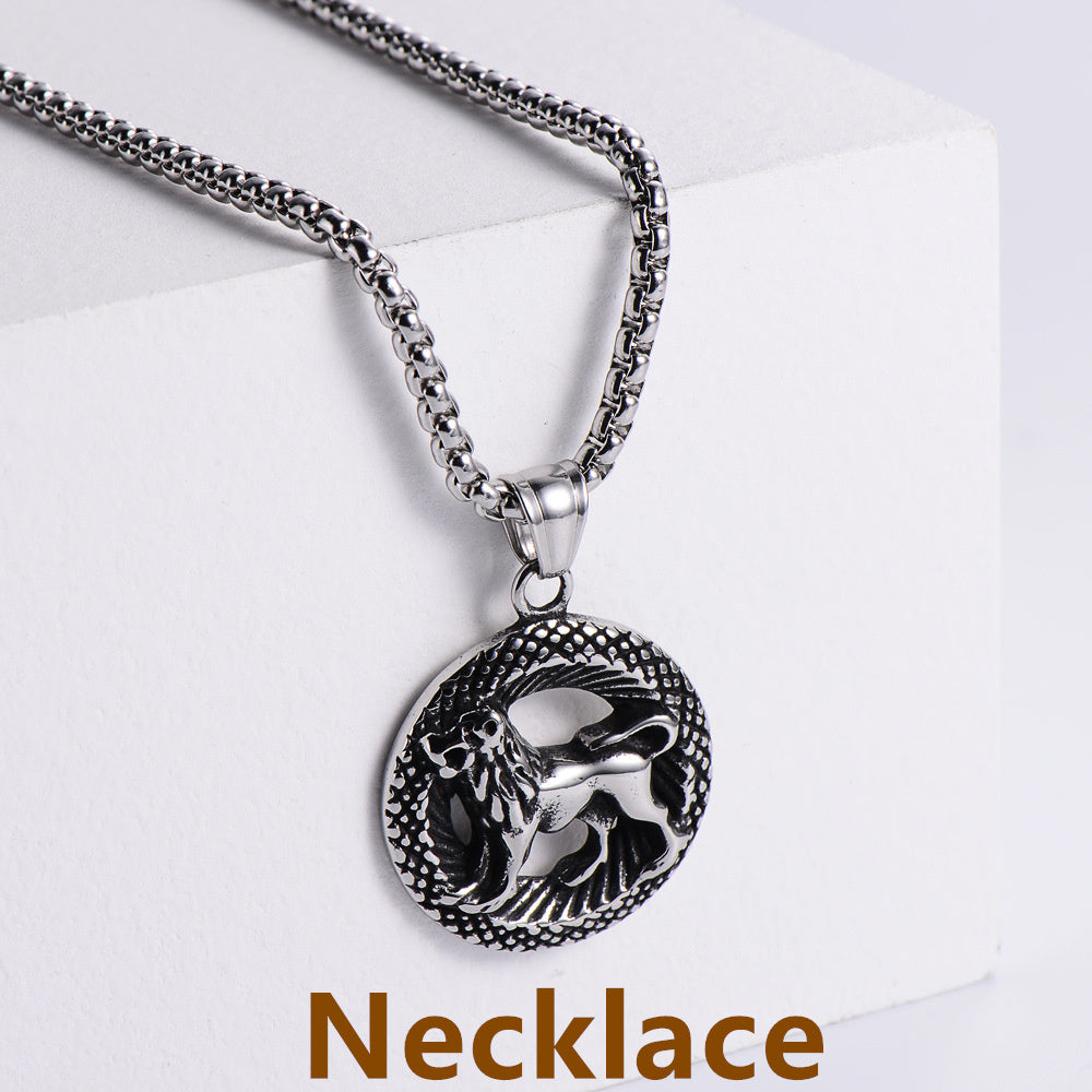 Stainless Steel 12 Constellation Pendant Necklace Aries