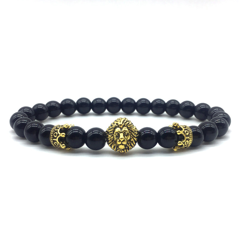 2022 New Trendy Lion Head Bracelet Men Handmade Temperament Lava Stone Bead Bracelet For Men Jewelry Gift