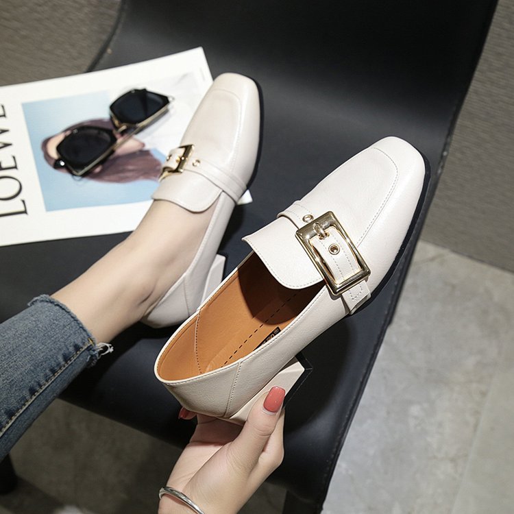 Leather shoe England style female 2020 spring new chic retro soft shoe buckle