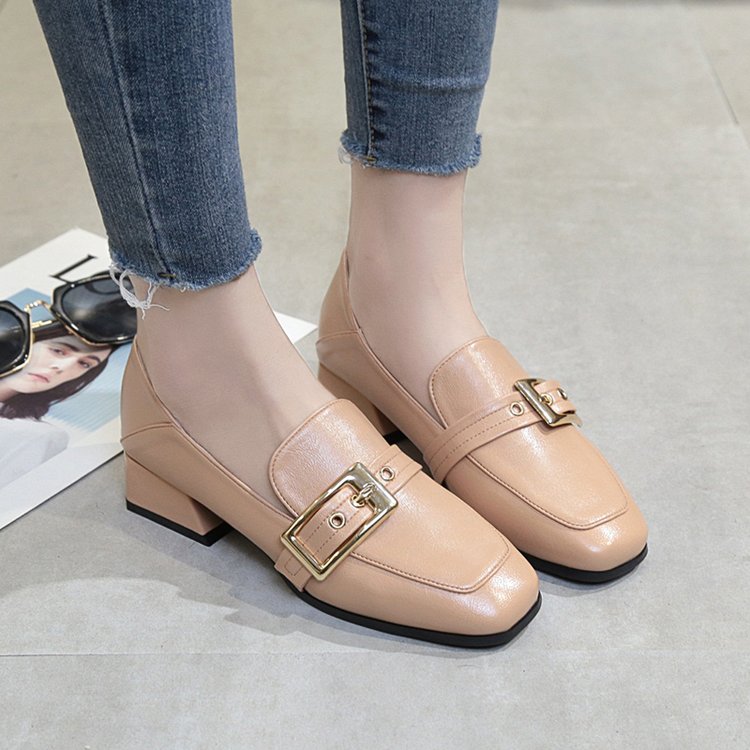 Leather shoe England style female 2020 spring new chic retro soft shoe buckle
