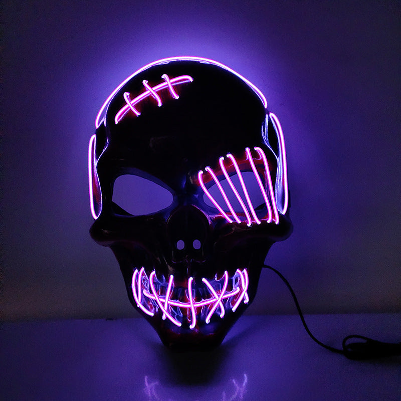 Halloween Scary One-Eyed Pirate Mask Cosplay Led Mask Adult Glowing Mask EL Wire Light Up For Halloween Festival Party Bar