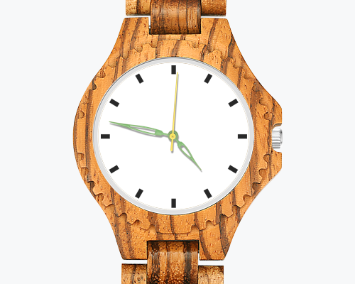 Men's Engraved Wooden Photo Watch Wooden Strap 45mm