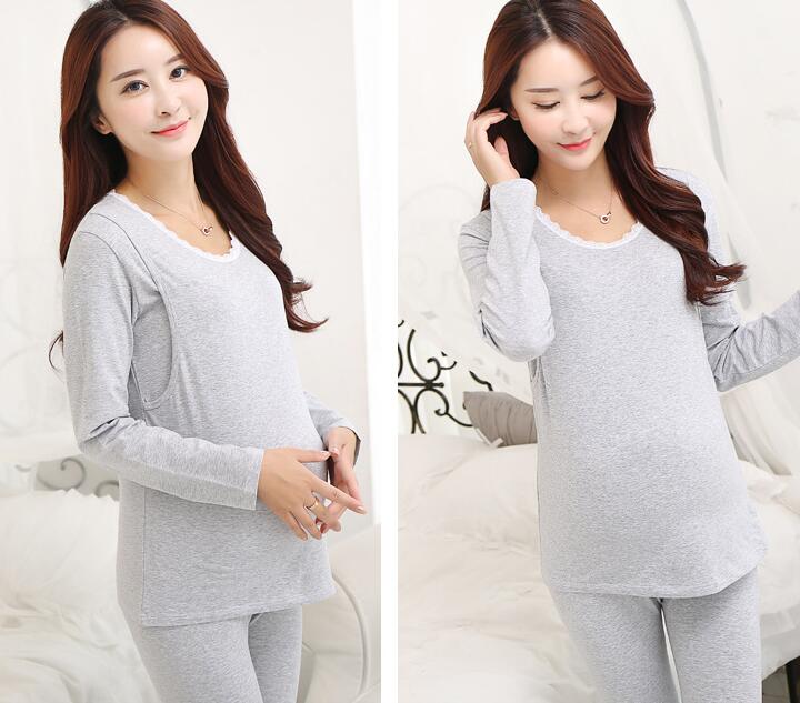 Pregnant long johns suit cotton clothing thermal underwear and Nightwear postpartum lactation month clothing wholesale