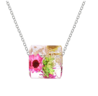 Korean version of resin dried flower necklace