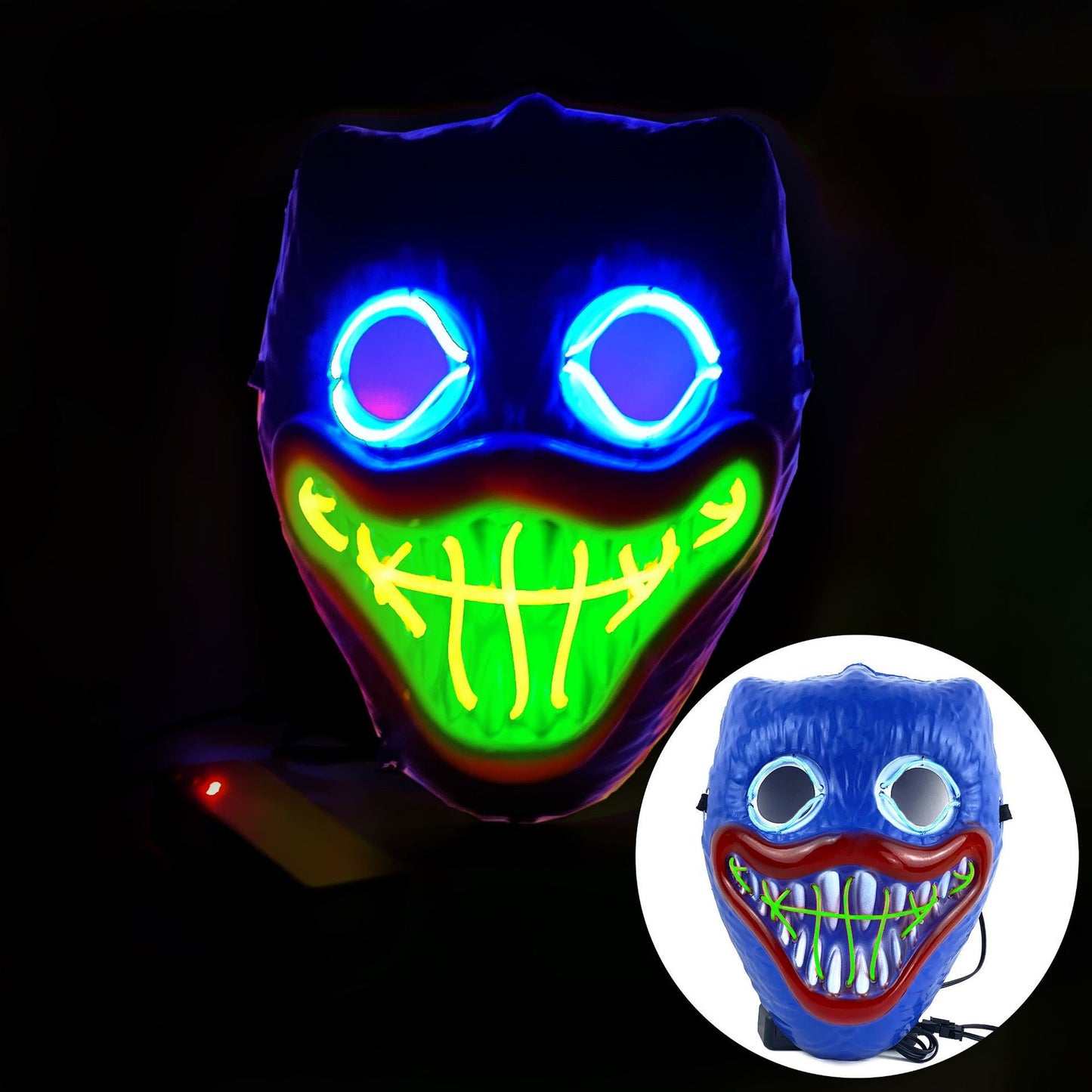 Glowing Poppy Masks Funny Kids Punk Halloween Mask Party Cosplay Light Up Huggy Wuggy LED Poppy Mask For Men Women Children