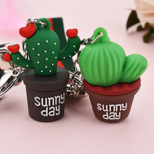 Simulation cactus potted keychain