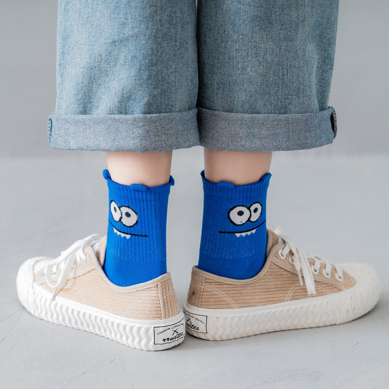 Three-dimensional big eyes Korean socks