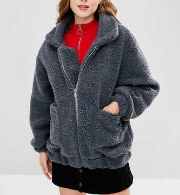 Lamb zipper coat