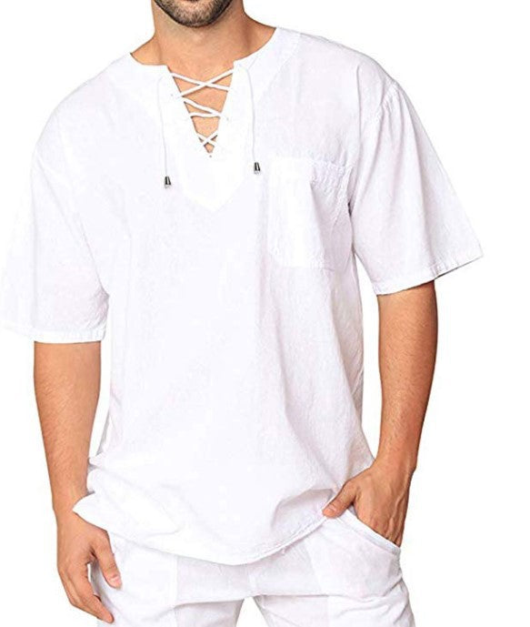 Men's short-sleeved T-shirt cotton and linen led men's T-shirt