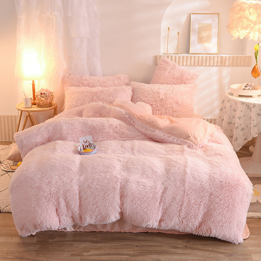 Luxury Thick Fleece Duvet Cover Queen King Winter Warm Bed Quilt Cover Pillowcase Fluffy Plush Shaggy Bedclothes Bedding Set