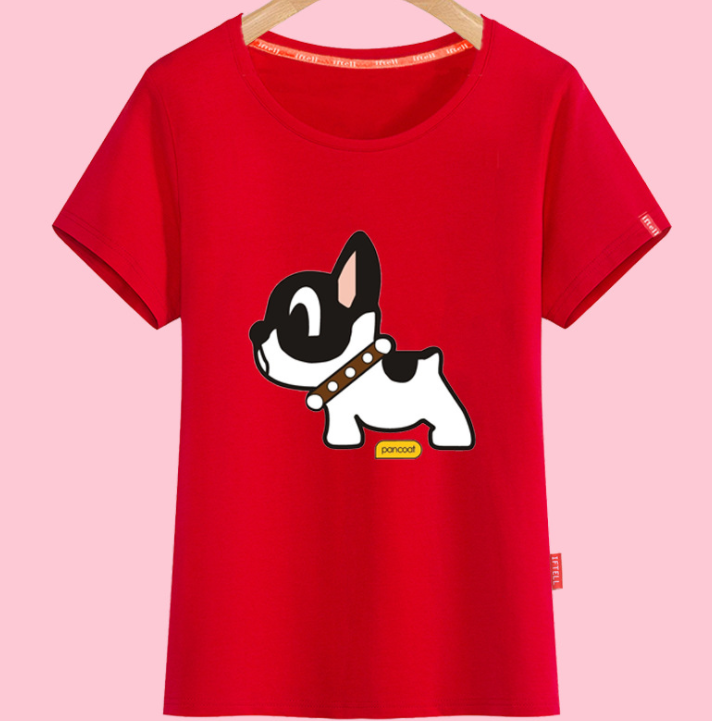 The Lovely Girls Animal Cartoon T-shirt In Red T-shirt T Blood Of Junior High School Students With College