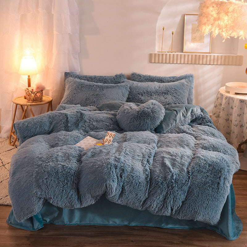 Luxury Thick Fleece Duvet Cover Queen King Winter Warm Bed Quilt Cover Pillowcase Fluffy Plush Shaggy Bedclothes Bedding Set