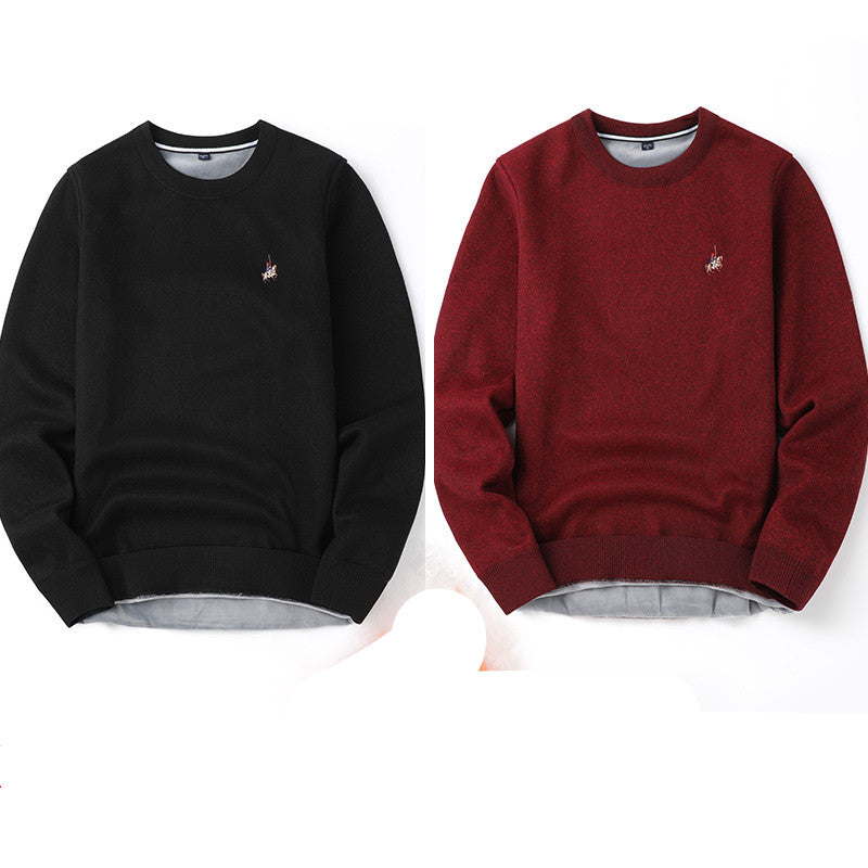 Sweater Men Autumn And Winter Plus Velvet Thickening Base