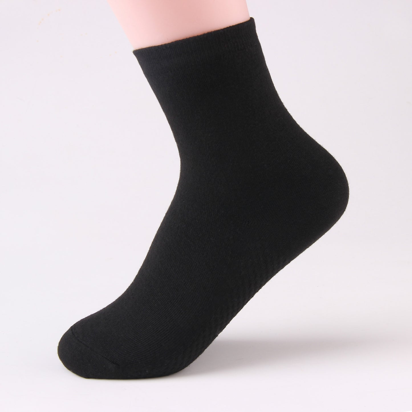 Solid color cotton socks female middle waist cotton socks