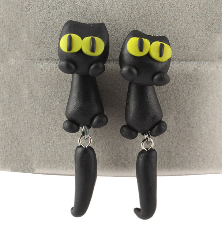 Cartoon handmade personalized animal clay earrings