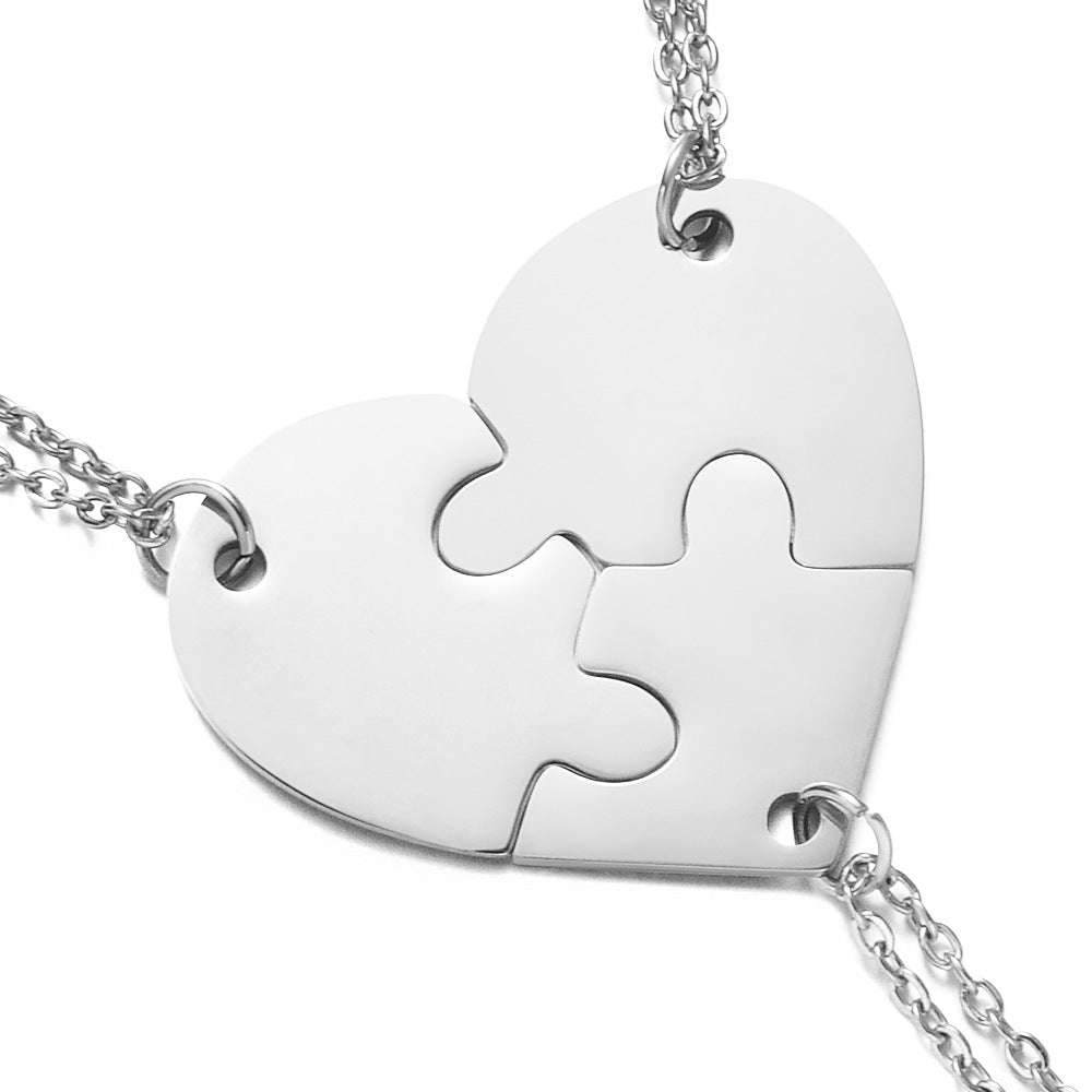 Stainless Steel Combination Heart-shaped Necklace Lettering