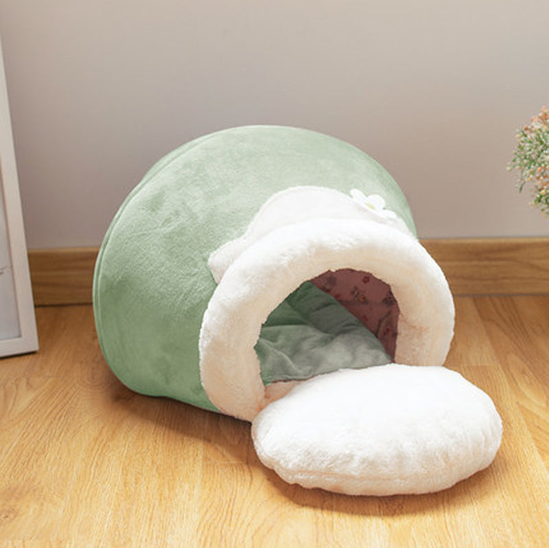 3 in1 Pet Bed for Cat Dog Soft Nest Kennel Cat Bed House Pot Shaped Cave House Sleeping Bag Mat Pad Tent Pet Winter Warm Cozy Bed