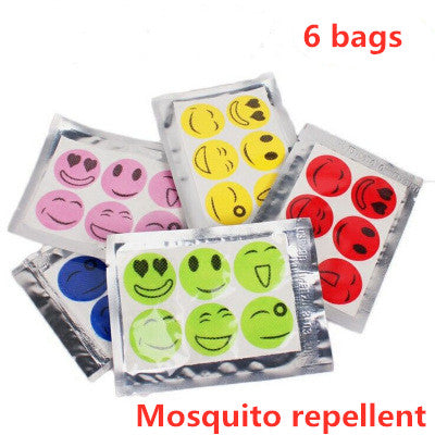 Summer Smile Mosquito Sticker Cartoon Mosquito Repellent Mosquito Repellent Mosquito Sticker 6 pieces of random color