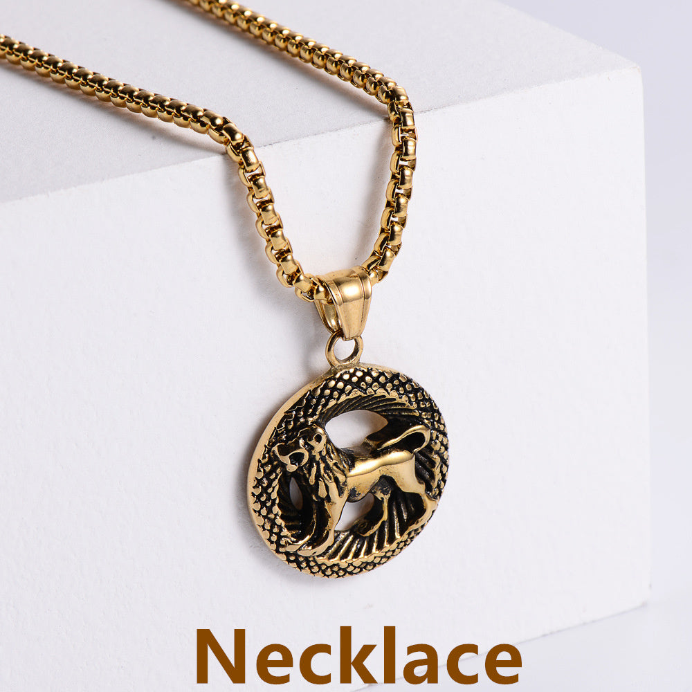 Stainless Steel 12 Constellation Pendant Necklace Aries