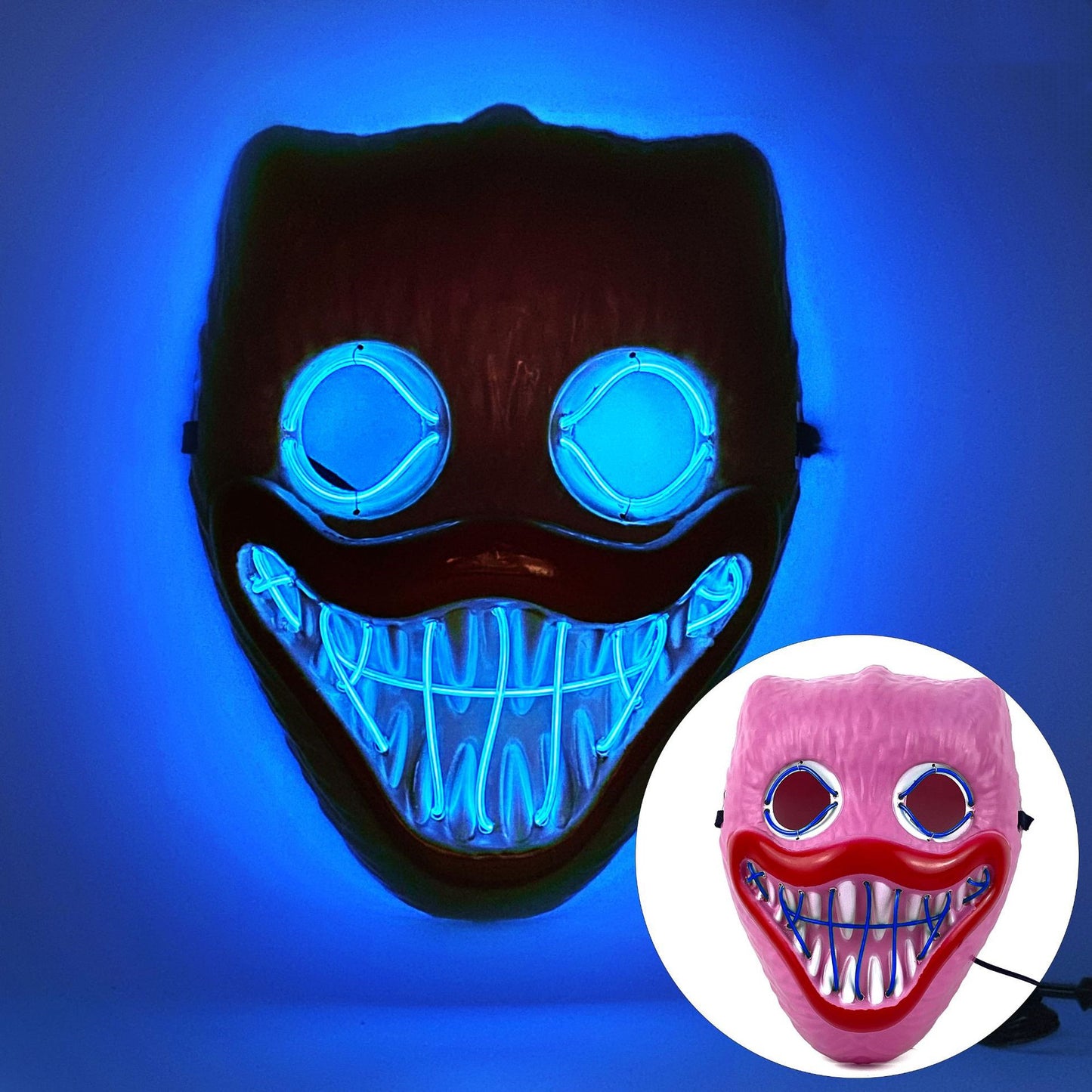 Glowing Poppy Masks Funny Kids Punk Halloween Mask Party Cosplay Light Up Huggy Wuggy LED Poppy Mask For Men Women Children