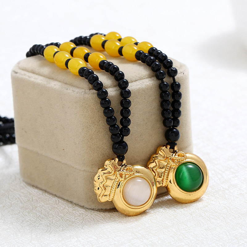 Hotan jade gold lucky bag necklace