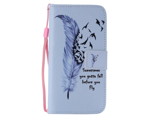 Feather Samsung note5 mobile phone case s6edge mobile phone holster creative new s9plus flip phone holster