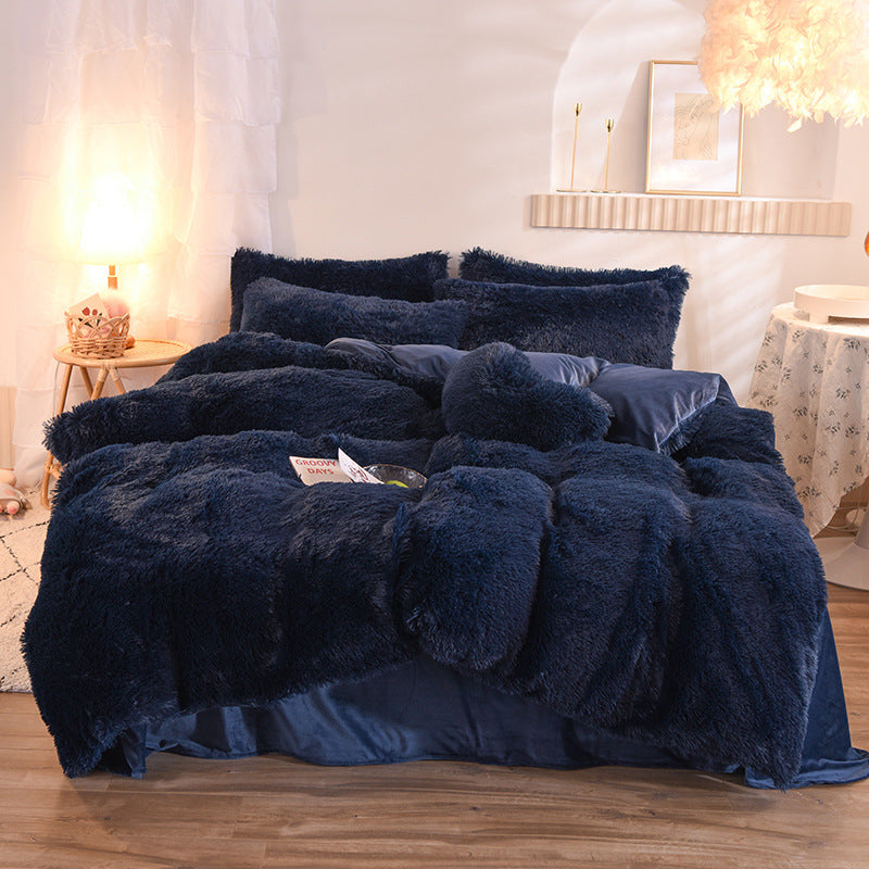 Luxury Thick Fleece Duvet Cover Queen King Winter Warm Bed Quilt Cover Pillowcase Fluffy Plush Shaggy Bedclothes Bedding Set