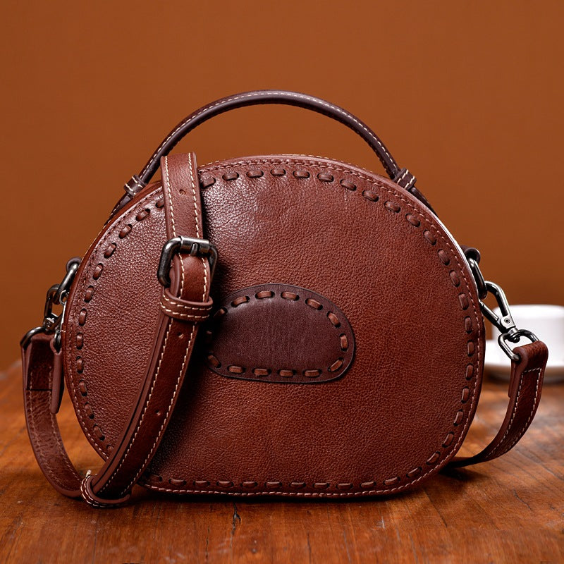 Leather handbags New retro leather handbags handmade ladies shoulder diagonal handbag