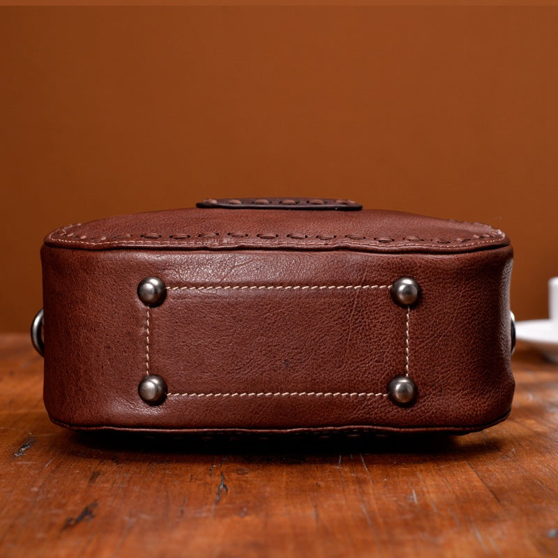 Leather handbags New retro leather handbags handmade ladies shoulder diagonal handbag