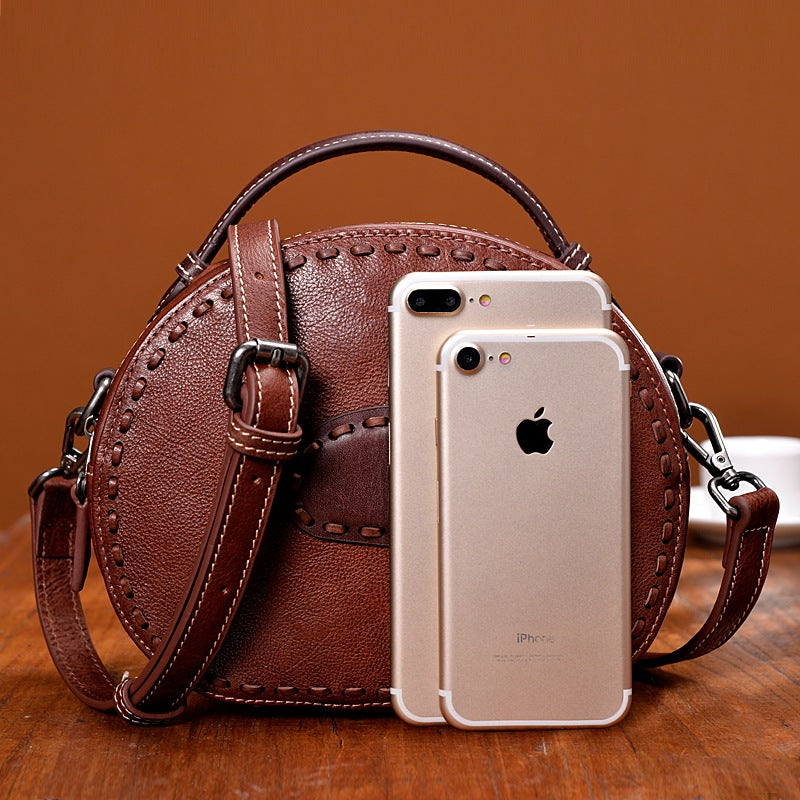 Leather handbags New retro leather handbags handmade ladies shoulder diagonal handbag