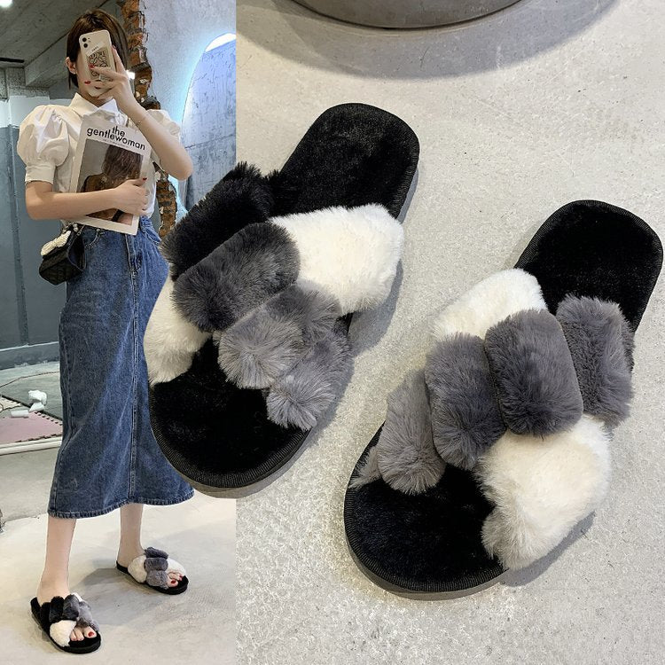 New Autumn And Winter New Flat Casual Furry Sexy Fairy Style Slippers