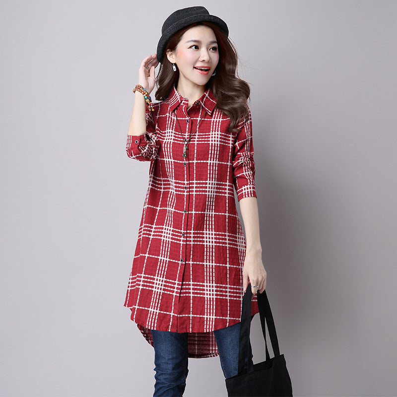 Comfortable Large Size Thin Cotton Dress Plaid Slim Long ShirtComfortable Large Size Thin Cotton Dress Plaid Slim Long ShirtComfortable Large Size Thin Cotton Dress Plaid Slim Long ShirtComfortable La