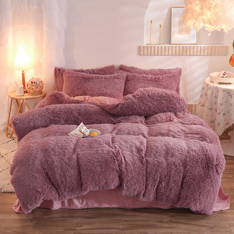 Luxury Thick Fleece Duvet Cover Queen King Winter Warm Bed Quilt Cover Pillowcase Fluffy Plush Shaggy Bedclothes Bedding Set