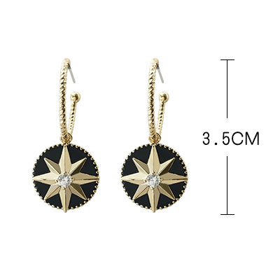 Red Compass Eight Mang Star Earrings Pure Silver Korean Temperament Baitao Red Ear Button Star Color Fashion Ear Nails Female