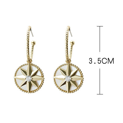 Red Compass Eight Mang Star Earrings Pure Silver Korean Temperament Baitao Red Ear Button Star Color Fashion Ear Nails Female