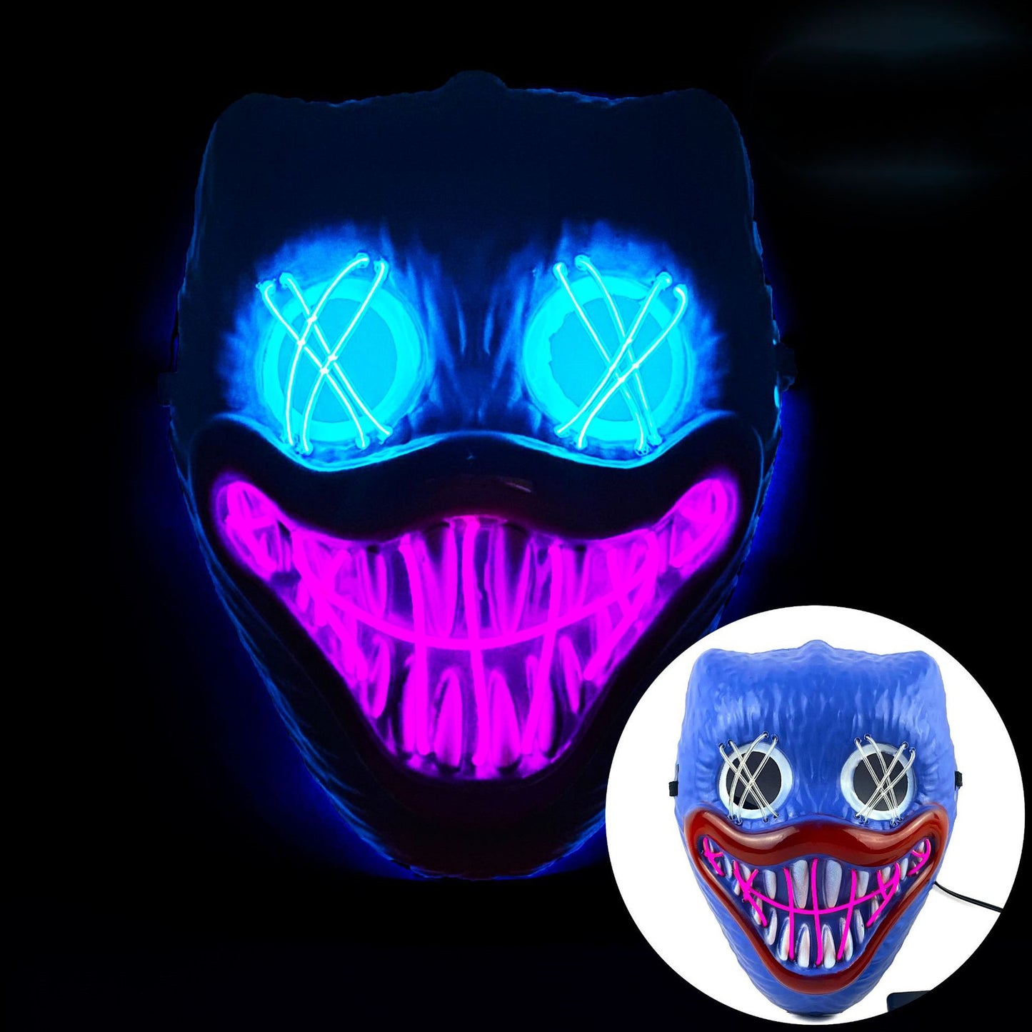 Glowing Poppy Masks Funny Kids Punk Halloween Mask Party Cosplay Light Up Huggy Wuggy LED Poppy Mask For Men Women Children