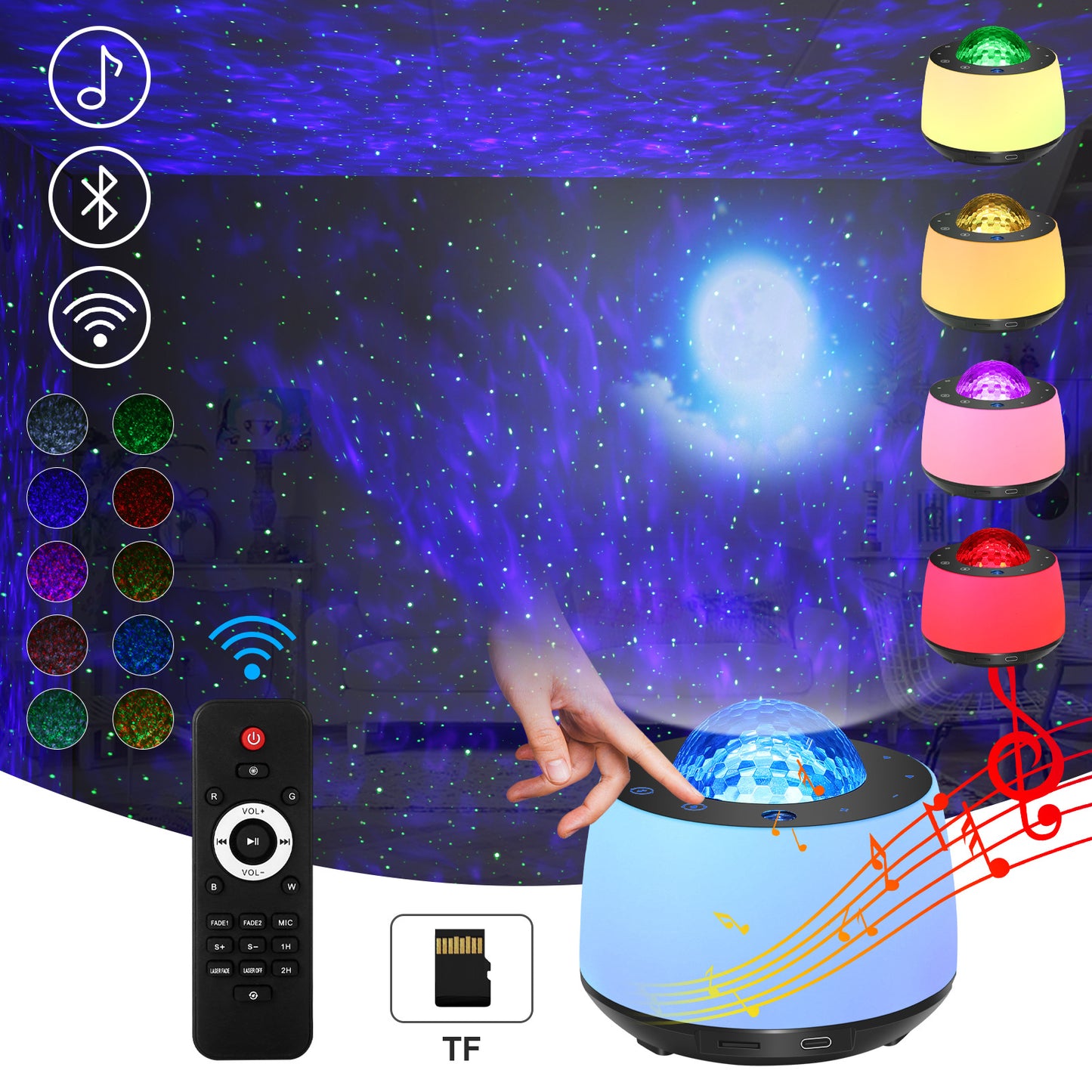 Starry Sky Water Pattern Projection Music Atmosphere Light