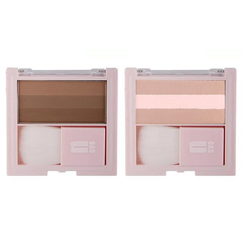 Three-color High-light Repair Capacity One Disk Powder Shadow Powder Nose Shadow Silhouette Concealer Brightening Hairline