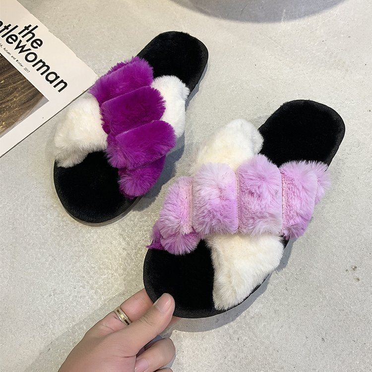 New Autumn And Winter New Flat Casual Furry Sexy Fairy Style Slippers