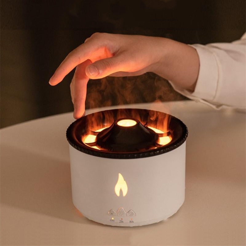 2022 New Creative Ultrasonic Essential Oil Humidifier Volcano Aromatherapy Machine Spray Jellyfish Air Flame Humidifier Diffuser