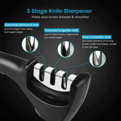 Knife Sharpener 3 Stage Professional Tungsten Kitchen Sharpening System Tool