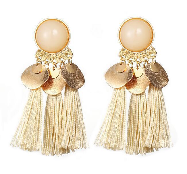 Colorful diamond-studded temperament tassel earrings earrings