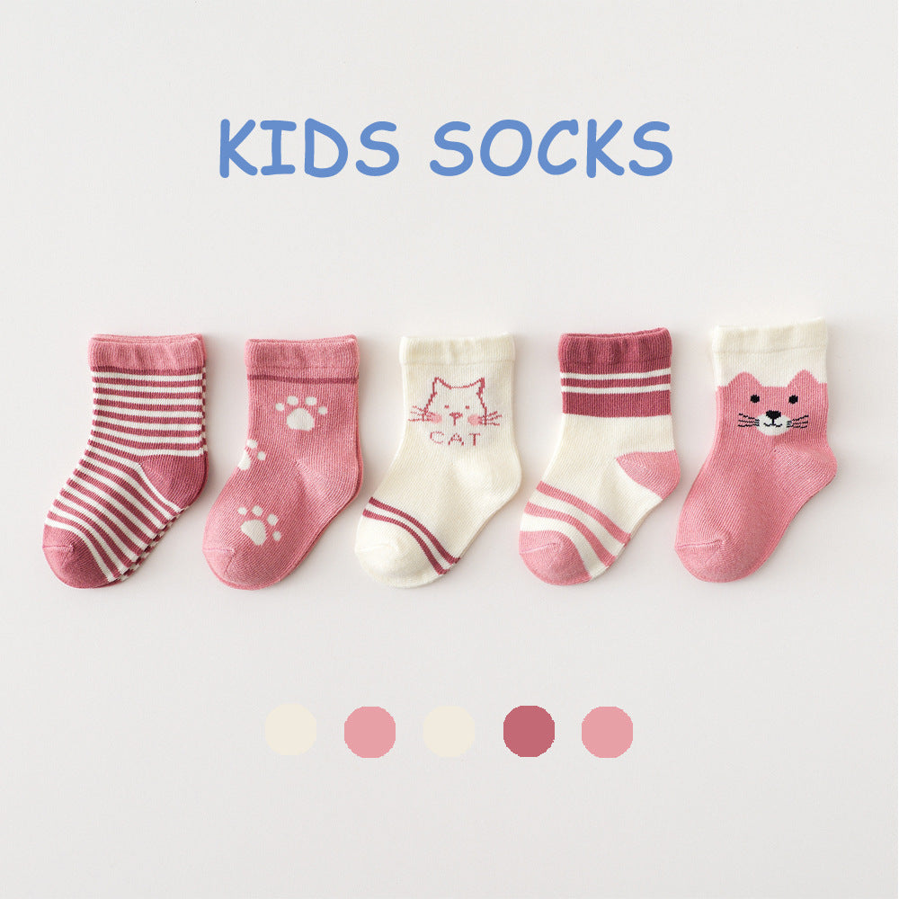 5 Pairs Of Spring And Summer Thin Children's Socks