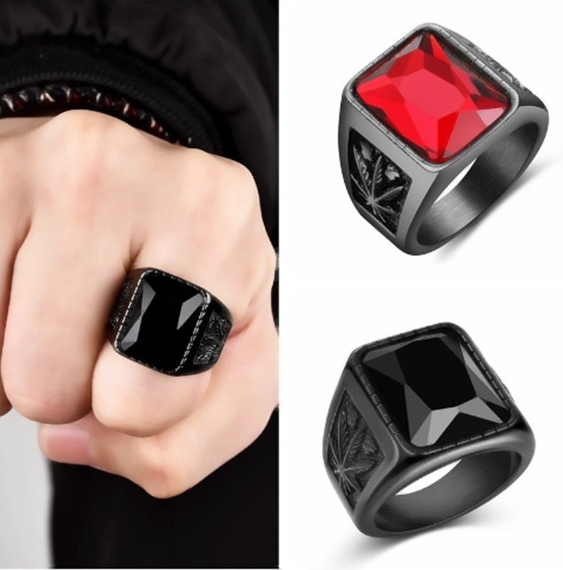 Black Red Big Gem Ring