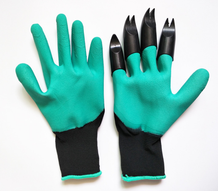 4 Hand Claw ABS Plastic Garden Rubber Gloves Gardening Digging Work Glove Planting Durable Waterproof Outdoor Cleaning Tools