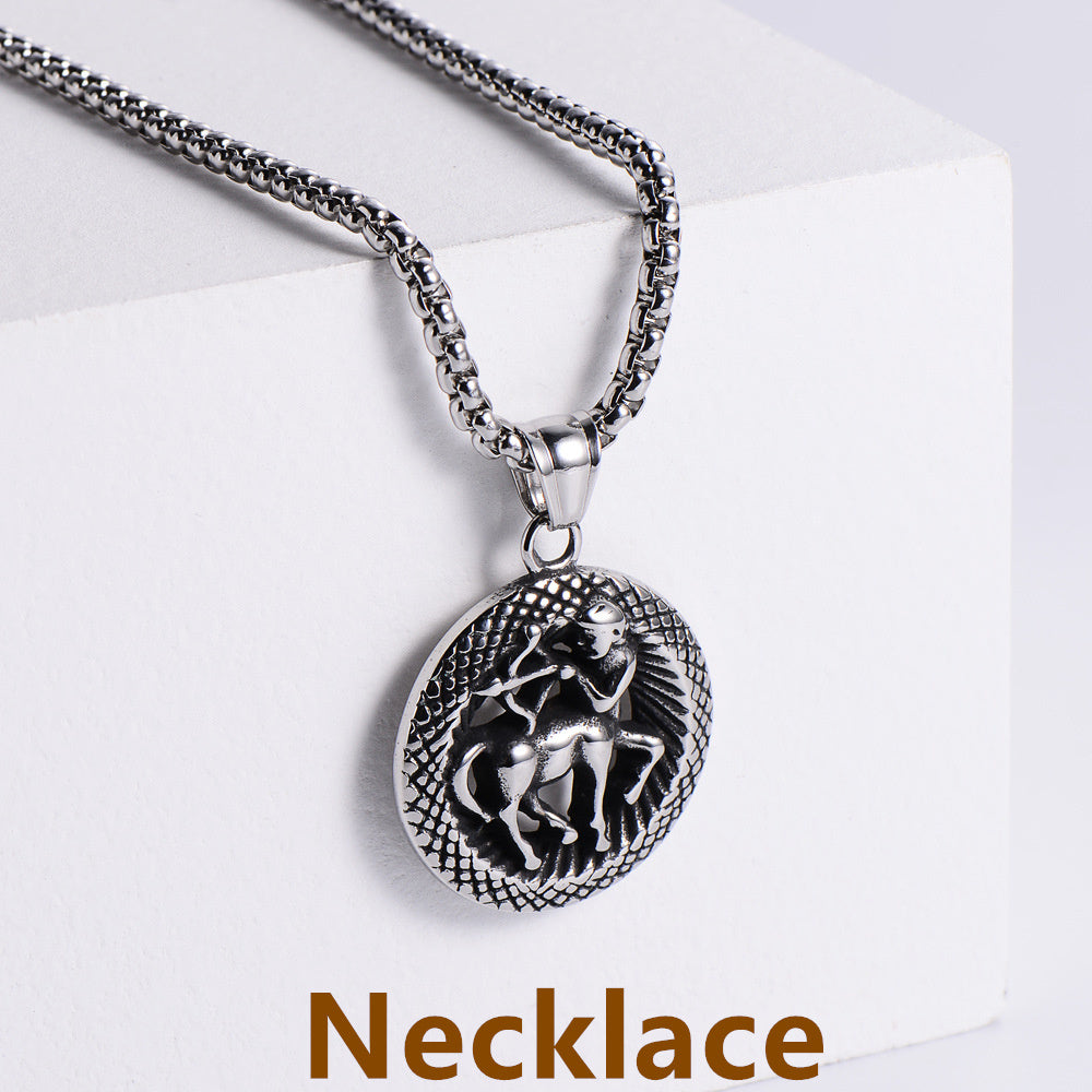 Stainless Steel 12 Constellation Pendant Necklace Aries