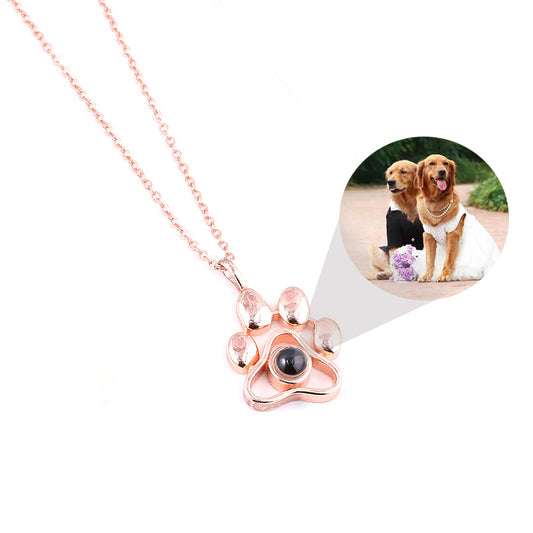 Cute Animal Dog Paw Personalized Custom Projection Necklace