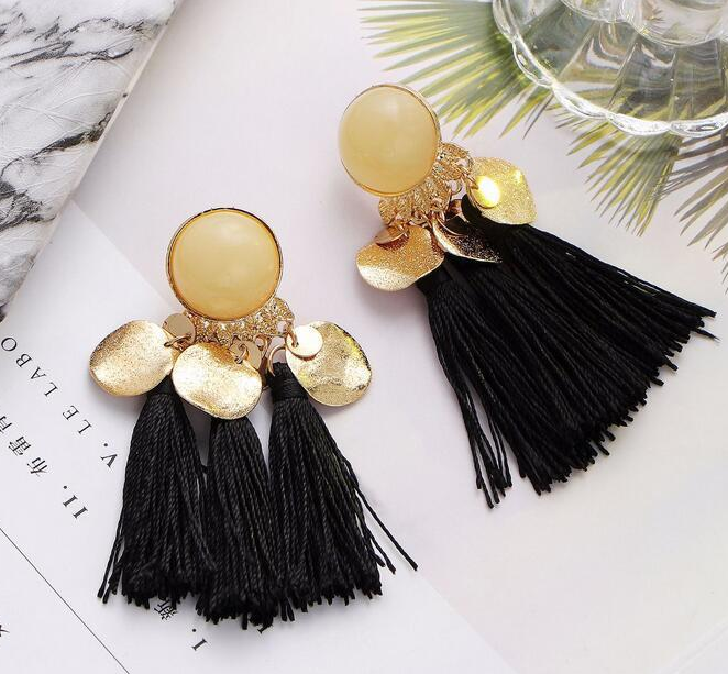 Colorful diamond-studded temperament tassel earrings earrings